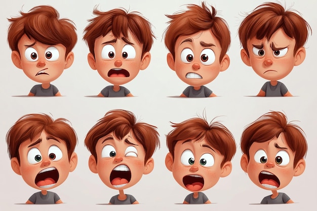 Photo cartoon character expressions and emotions vector art