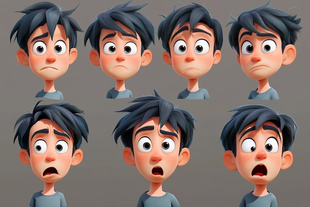 Photo cartoon character expressions and emotions vector art