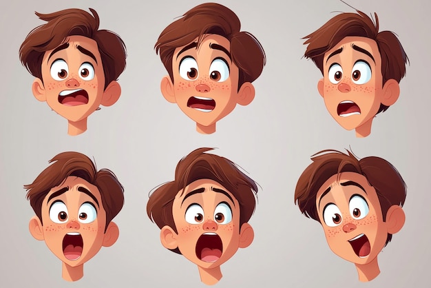 Cartoon Character Expressions and Emotions Vector Art