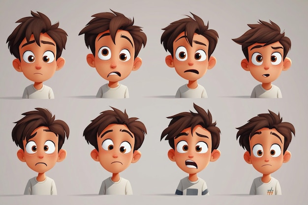 Photo cartoon character expressions and emotions vector art