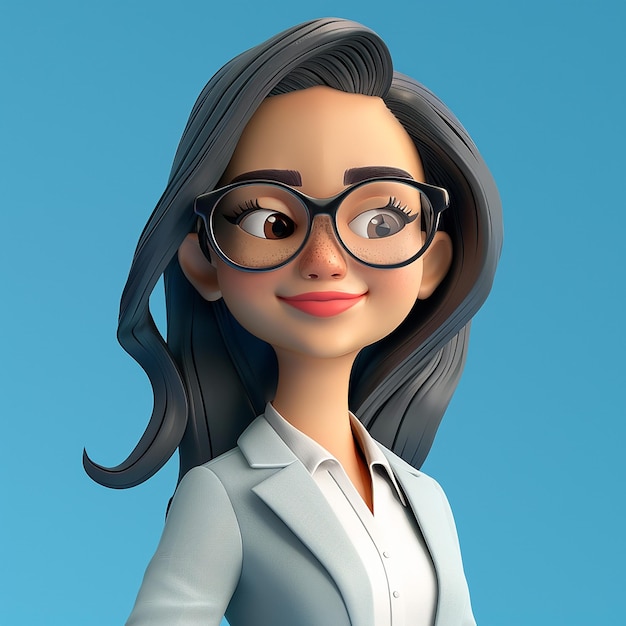 a cartoon character of a female doctor wearing glasses and a white shirt