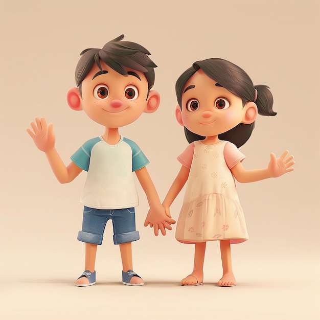 a cartoon character and a girl are standing next to each other