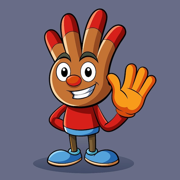 Photo cartoon character hand goodwill gesture open outstretched hand showing five fingers extended in greeting