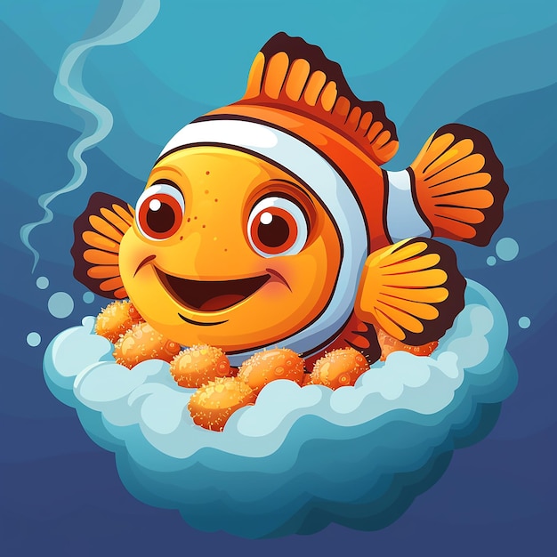 Photo a cartoon character is floating in the water with a smile on his face