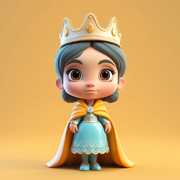 A cartoon character of a little princess with a cape on her head.