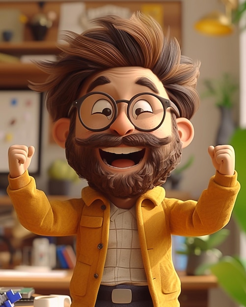 Cartoon character of a man with glasses and a beard and a beard