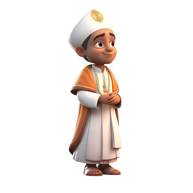 Cartoon character of a muslim man with a rosary