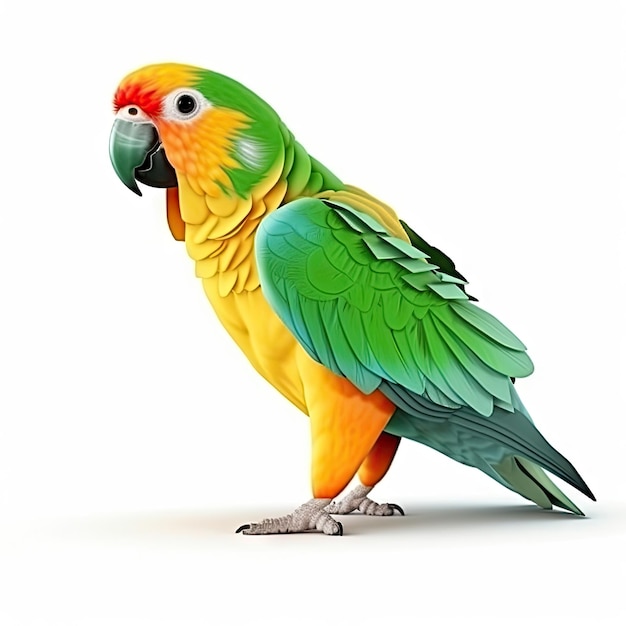 Cartoon character of parrot bird white background