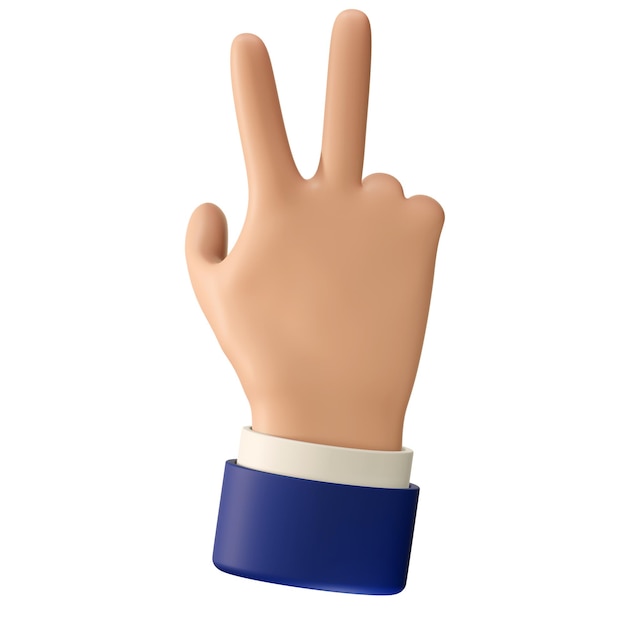 Cartoon character party rock gesture victory sign hand icon Business clip art isolated 3D render illustration