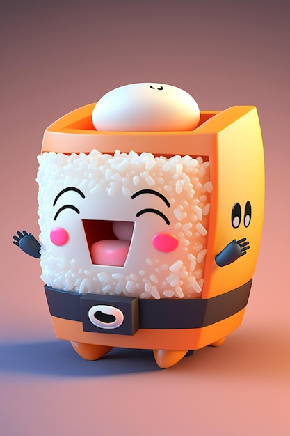 A cartoon character that says'rice'on it