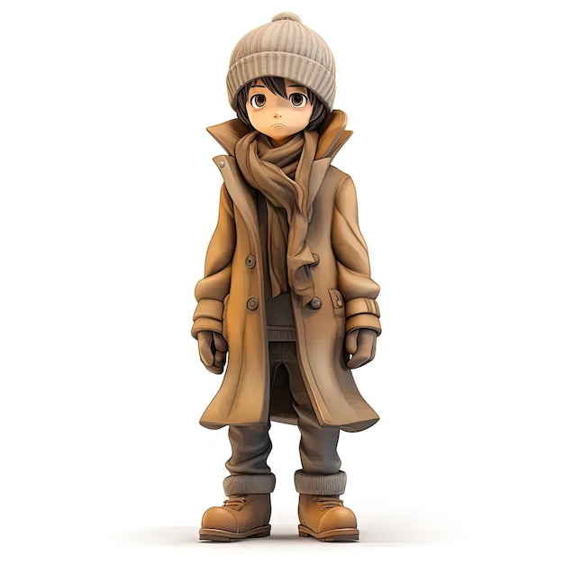 Photo a cartoon character wearing a coat and a hat