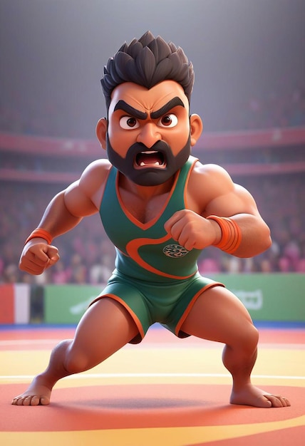 Photo a cartoon character with a beard and mustache is running