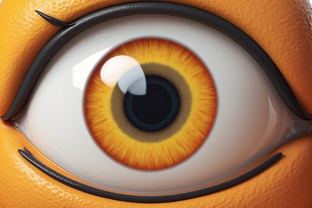 A cartoon character with a big eye and a big eye and a big orange and yellow eye