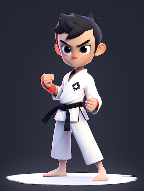 A cartoon character with a black belt and a black belt.