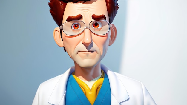 A cartoon character with a blue coat and white coat.