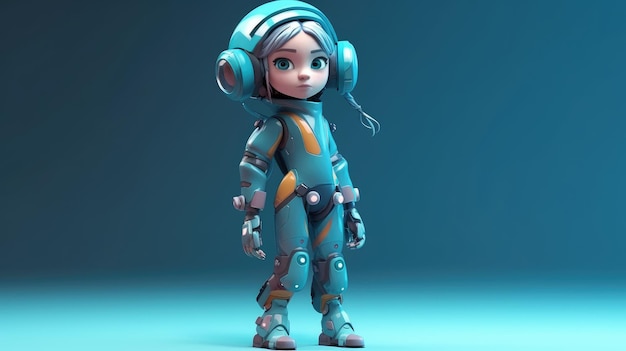 A cartoon character with a blue helmet and a blue helmet.