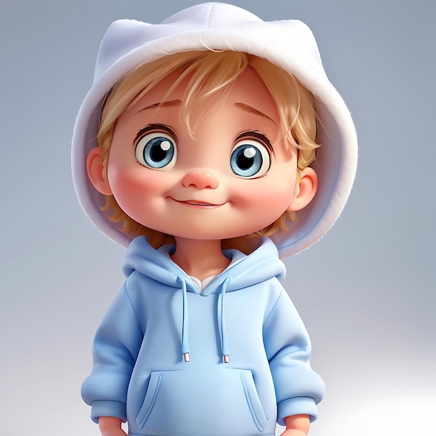 a cartoon character with a blue hoodie that says quot the little boy quot