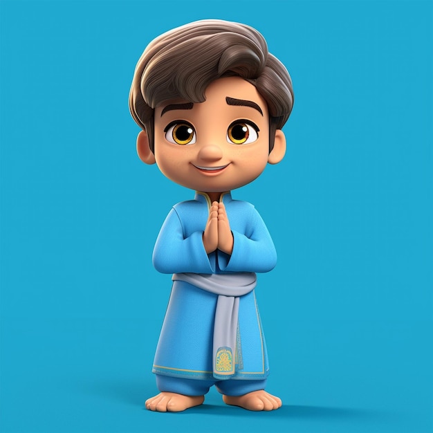 A cartoon character with a blue robe generated by Ai