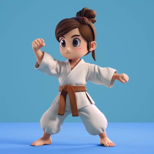 a cartoon character with a brown belt and a white belt