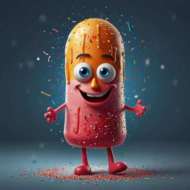 a cartoon character with a carrot on his face and the word ice cream on it AI Generated