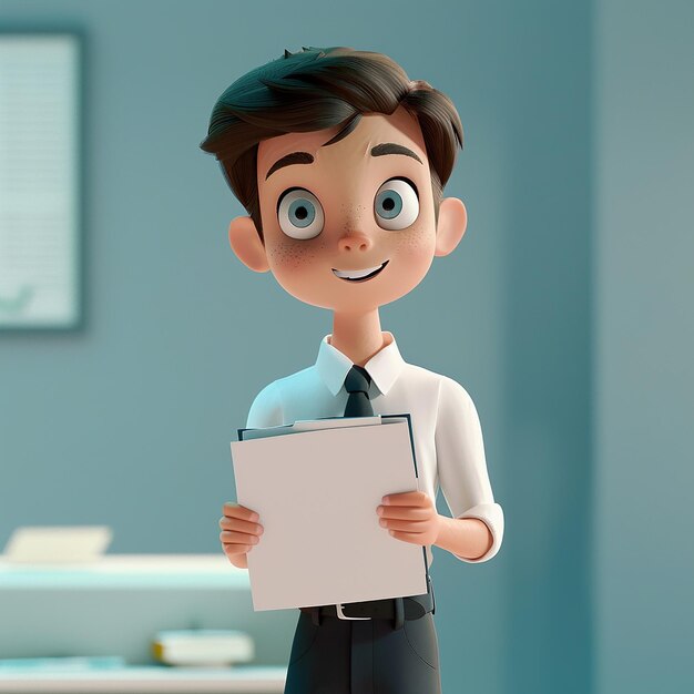 Photo a cartoon character with a clipboard in his hand