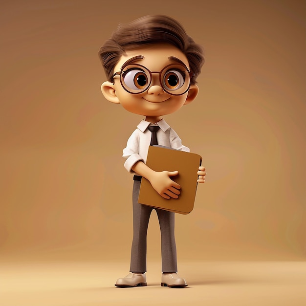 Photo a cartoon character with a clipboard in his hand