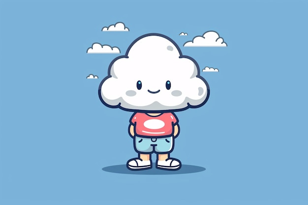 Photo cartoon character with a cloud head