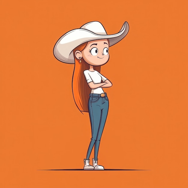 a cartoon character with a cowboy hat on her head