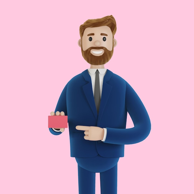 Cartoon character with credit card 3d illustration