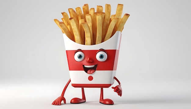 a cartoon character with a cup of fries