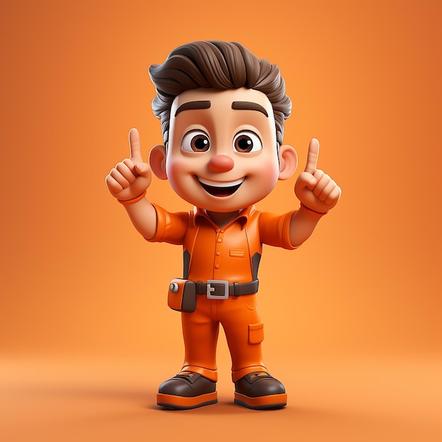 a cartoon character with glasses and an orange background