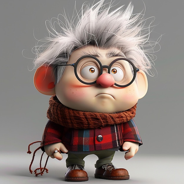 a cartoon character with glasses and a sweater on