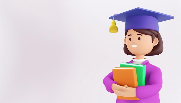 a cartoon character with a graduation cap and a diploma