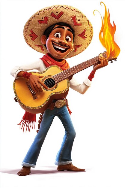 Photo a cartoon character with a guitar and a guitar