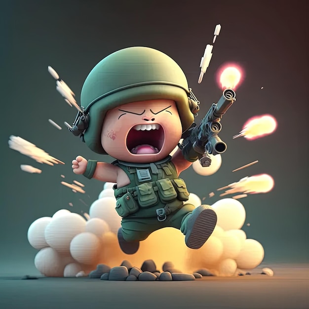 Photo a cartoon character with a gun in his hand