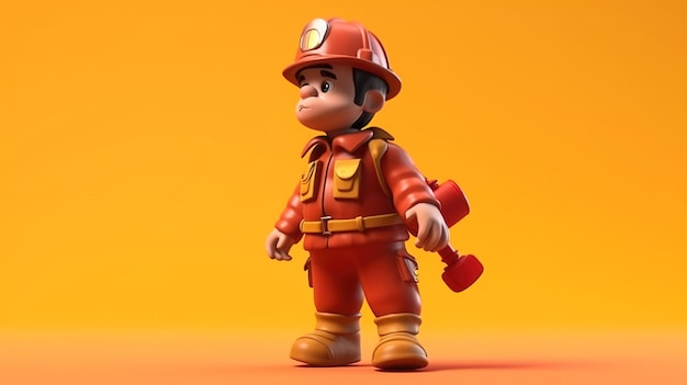 A cartoon character with a hammer and helmet holding a hammer.