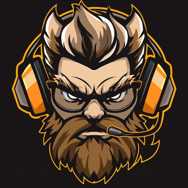 Photo a cartoon character with headphones and a beard