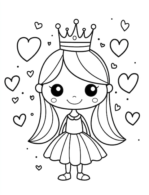 Photo a cartoon character with hearts and a crown on it