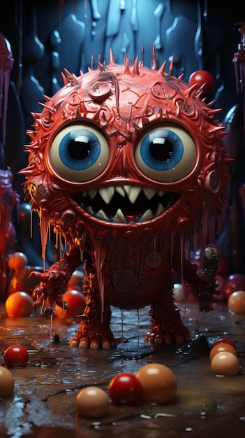 A cartoon character with lots of liquid dripping down