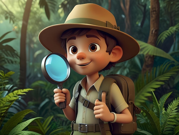 Photo a cartoon character with a magnifying glass and a magnifying glass