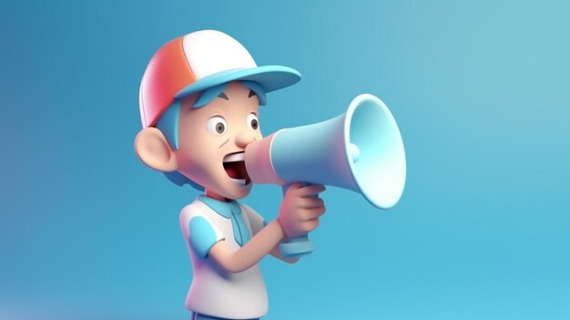 A cartoon character with a megaphone and a cap that says'the word'on it '