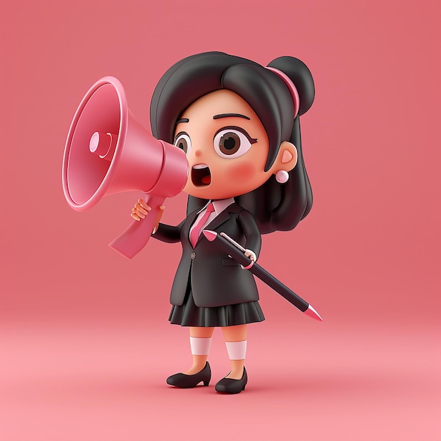 a cartoon character with a megaphone in the middle of the picture