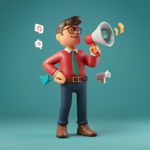 a cartoon character with a megaphone and the word internet on it