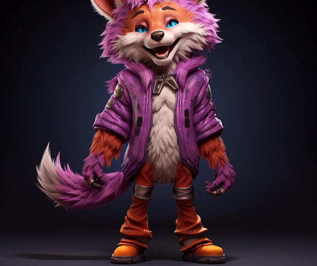 Photo a cartoon character with purple fur and a purple coat