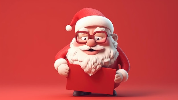 A cartoon character with a red background and a red banner that says santa claus.