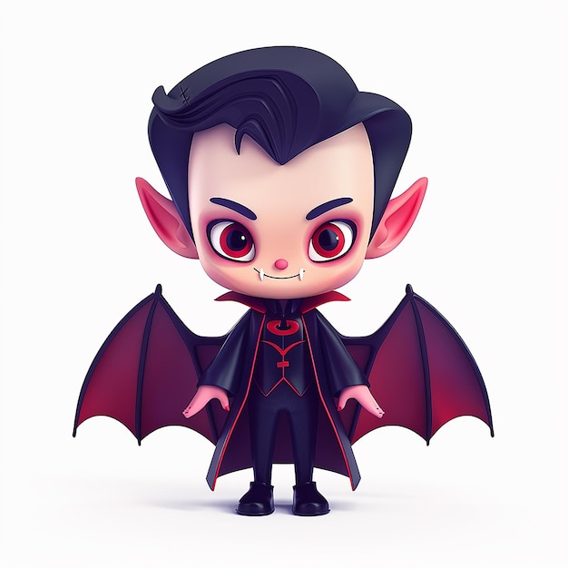 Photo a cartoon character with a red cape and a black hair