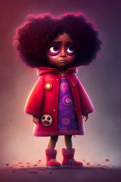 A cartoon character with a red coat that says'i'm a bad girl '