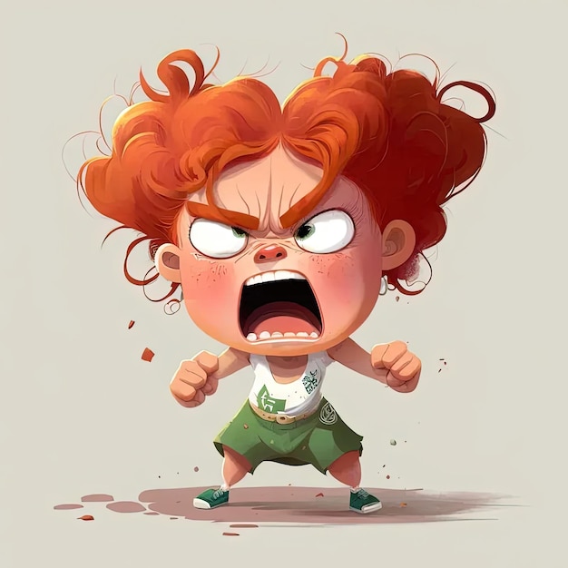 Photo a cartoon character with red hair and an angry expression