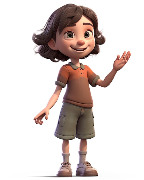 A cartoon character with a red shirt and khaki shorts and a red shirt that says'i'm a boy '