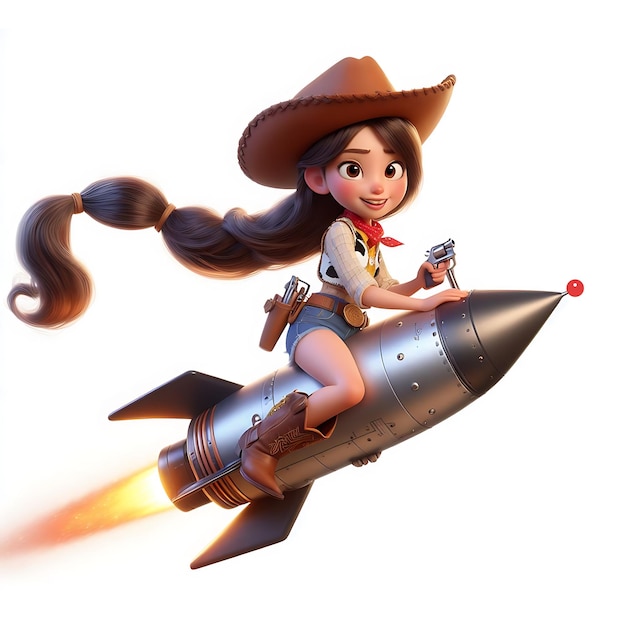 Photo a cartoon character with a rocket and a rocket with a rocket on the top